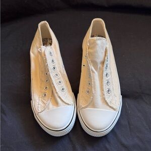 Slip-On Canvas Sneakers for Women in Cream